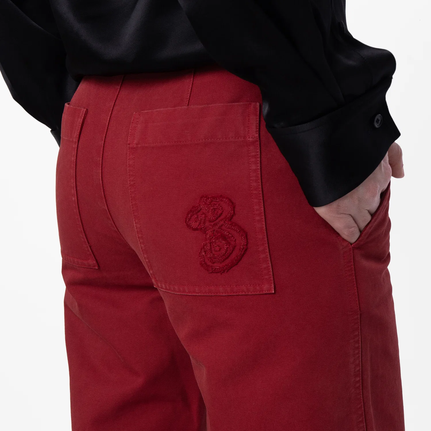 Брюки свободного кроя с вышивкой B Logo Burberry, Geranium — фото 2