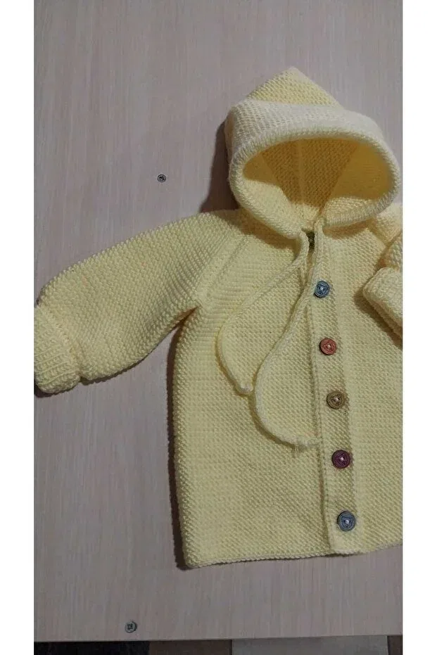 Детский кардиган для новорожденных ручной вязки Papatyam, Light Yellow — фото 3