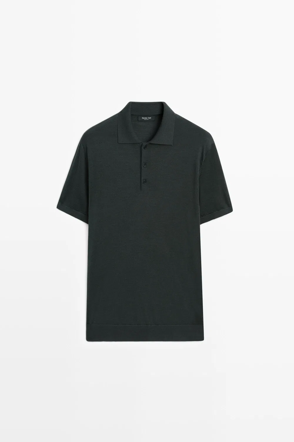 Поло Massimo Dutti Wool Blend Knit Shirt, серовато-зеленый — фото 2