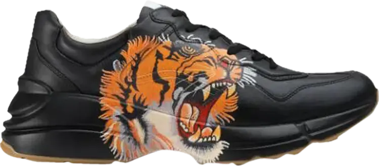 

Кроссовки Gucci Rhyton Leather Tiger Print, черный