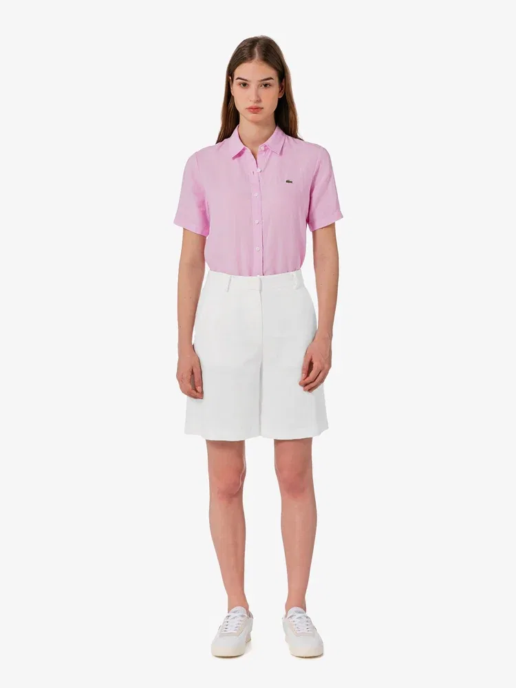Шорты бермуды LACOSTE Bermuda, льняные, белые — фото 4
