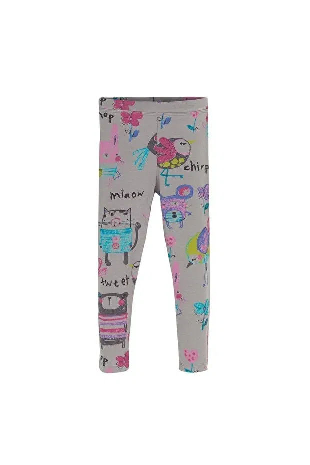 Детские колготки для девочек с принтом Chirping Animals Lovetti, Patterned-Gray