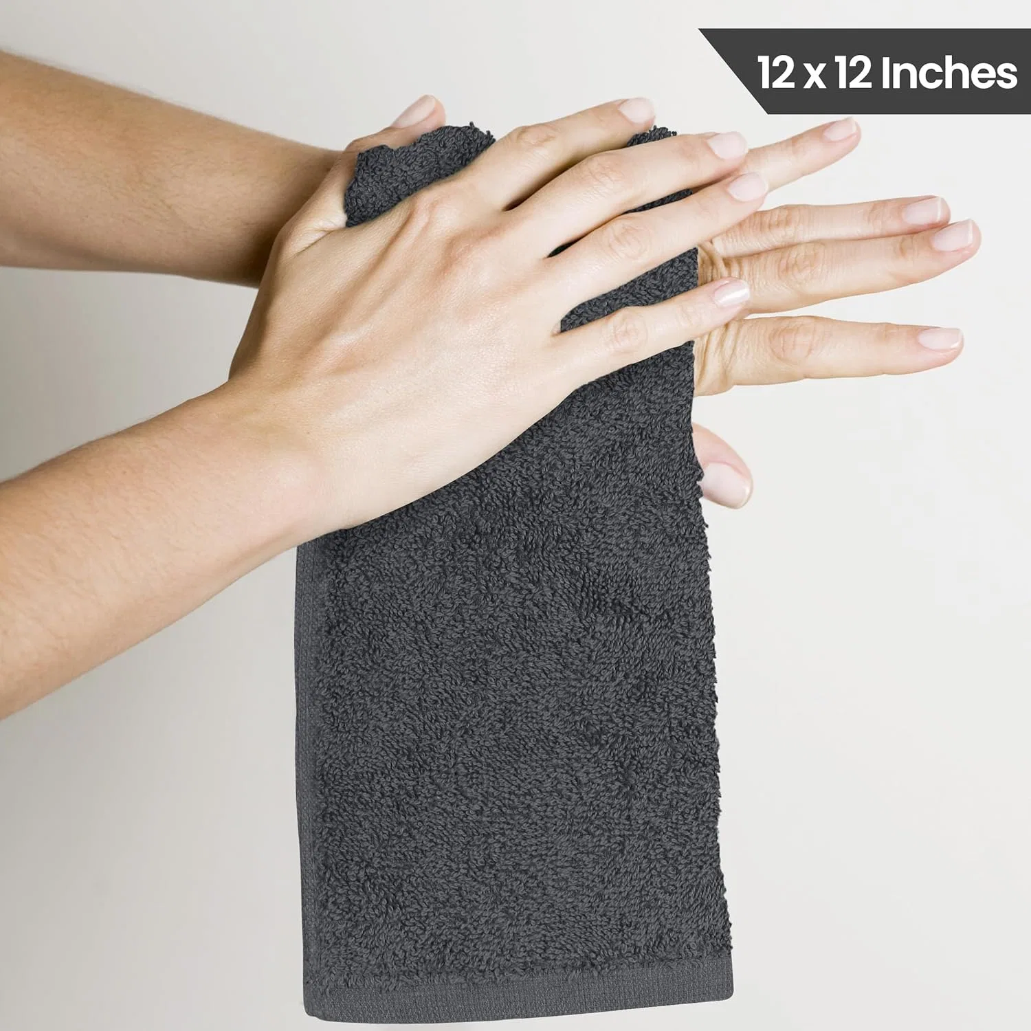 Махровая салфетка для лица 100% хлопок, Utopia Towels, набор 24 шт, 30x30 см, Gray — фото 3