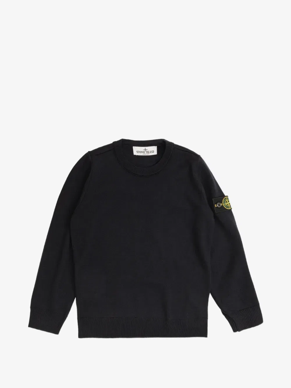Шерстяной свитер с нашивкой Stone Island Junior, черный