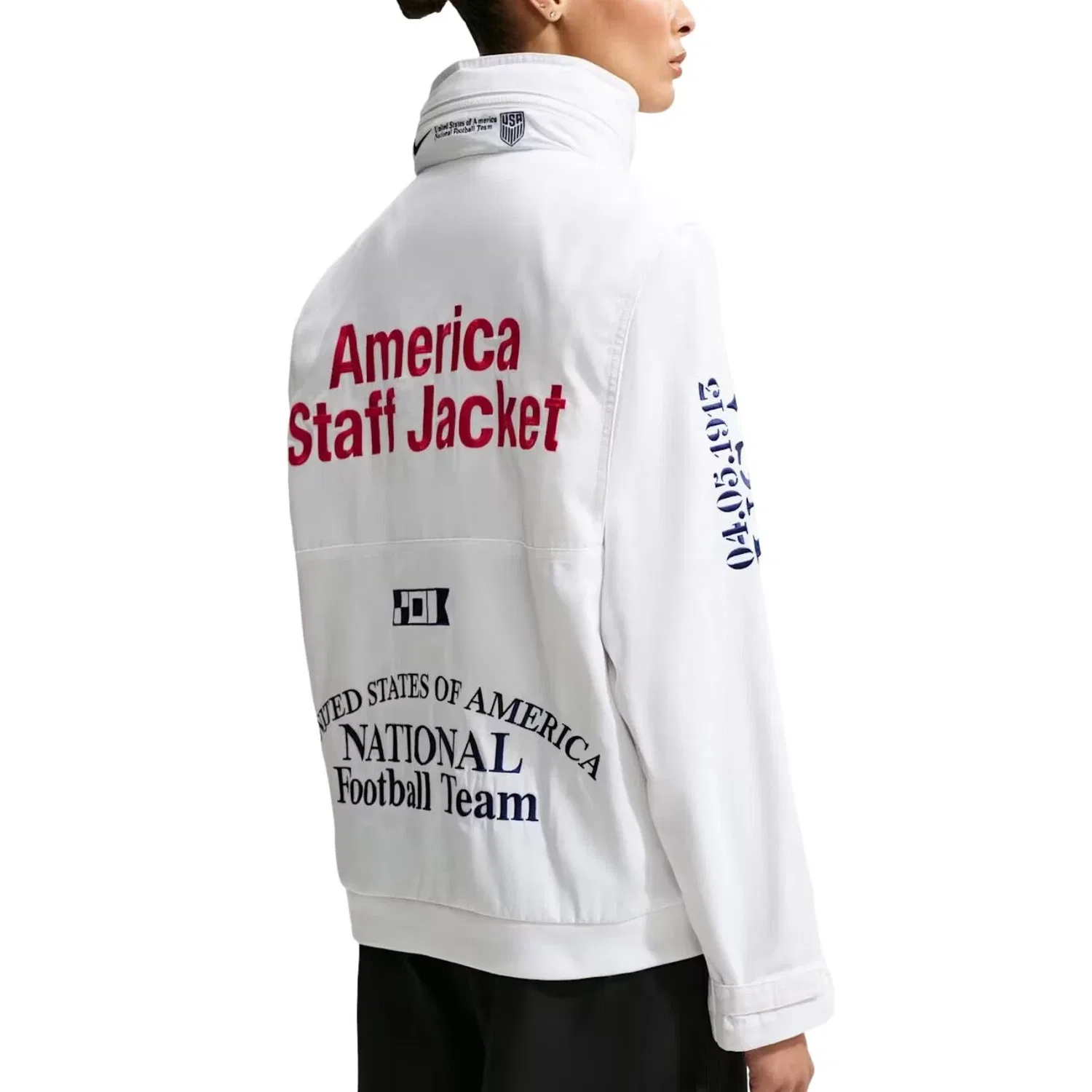 Мужская куртка с принтом Nike x USA x V.A.A. Cryoshot Woven Staff Jacket, белый — фото 4