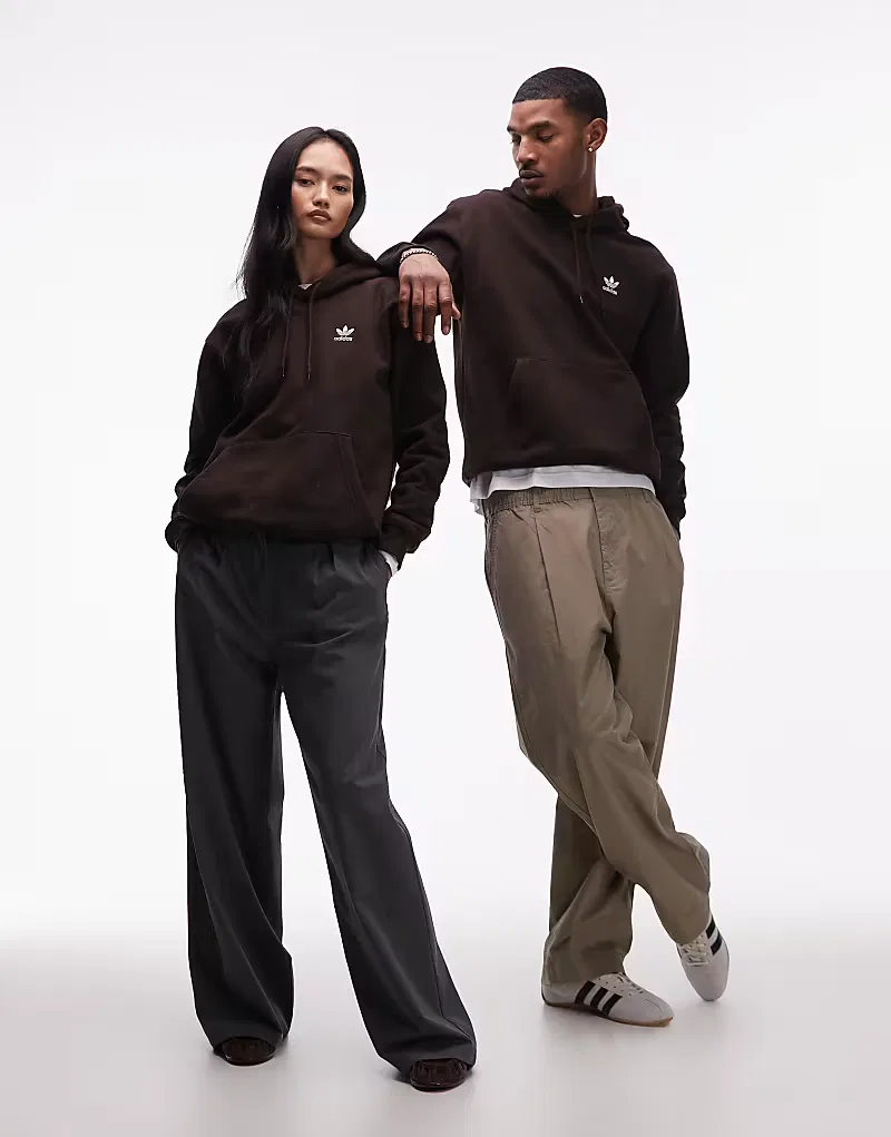 Худи Adidas Originals Essential свободного кроя, коричневый — фото 3