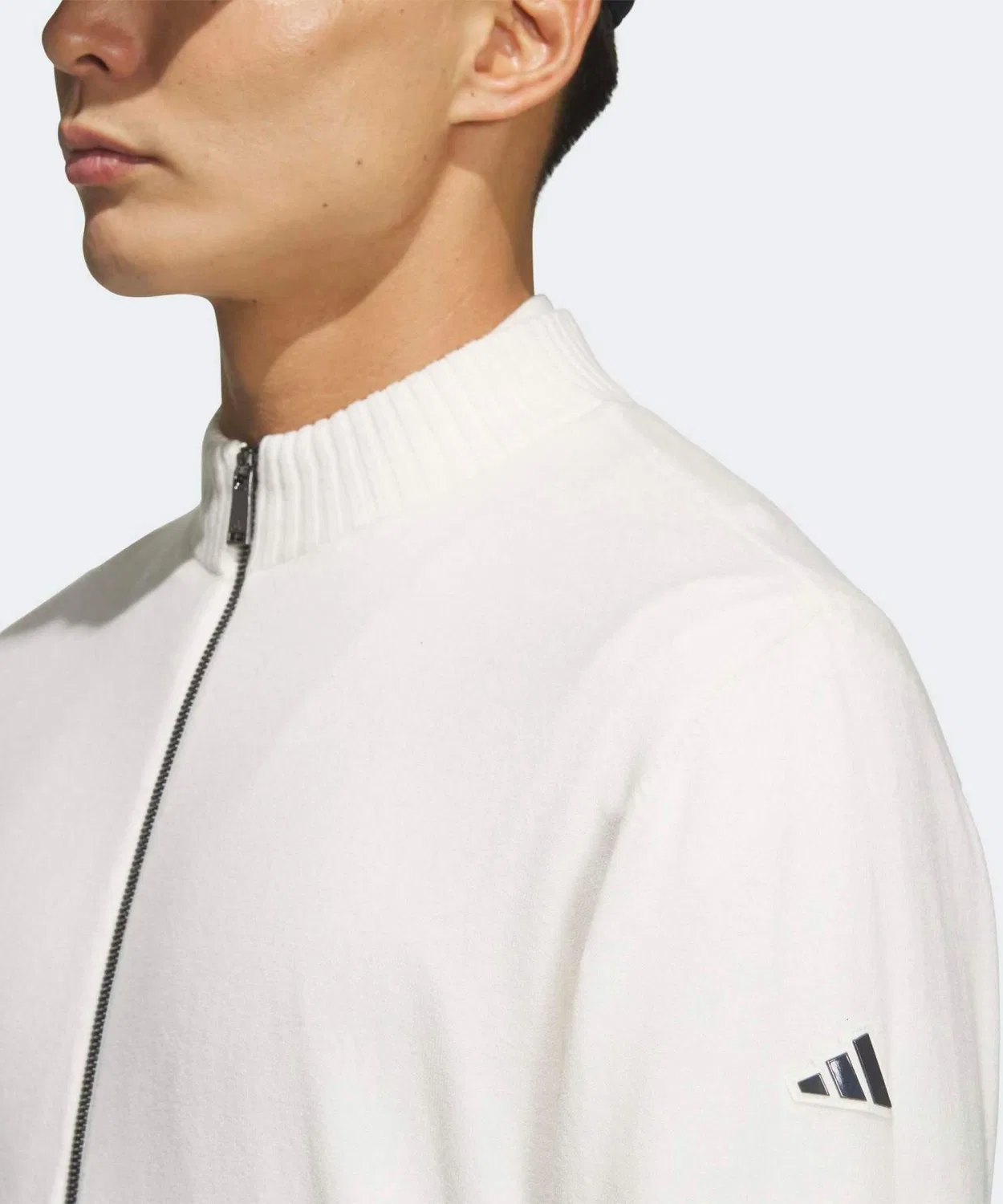 Мужское ветрозащитное флисовое полупальто с полной застежкой-молнией Adidas Golf, Off White — фото 3