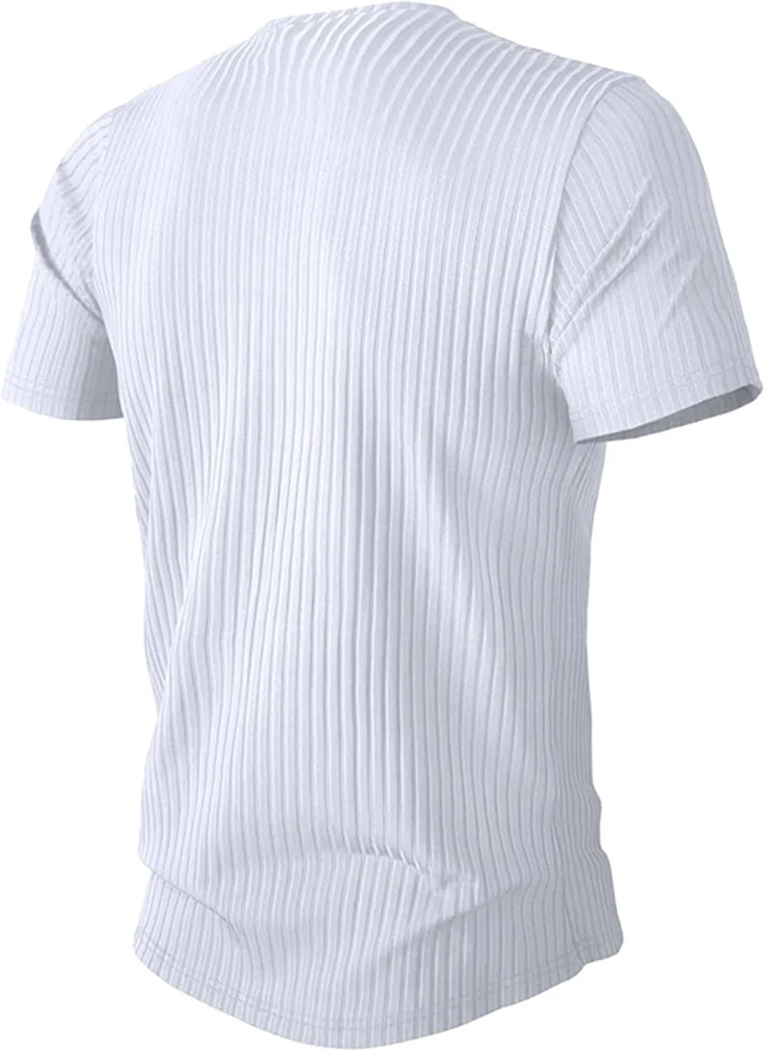 Мужская облегающая футболка с ребристой вязкой, White — фото 4