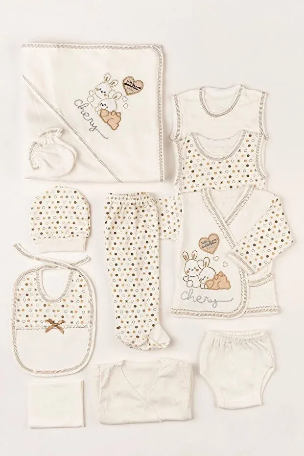 Детский комплект одежды для новорожденных с принтом кролика Neu Kids, Brown