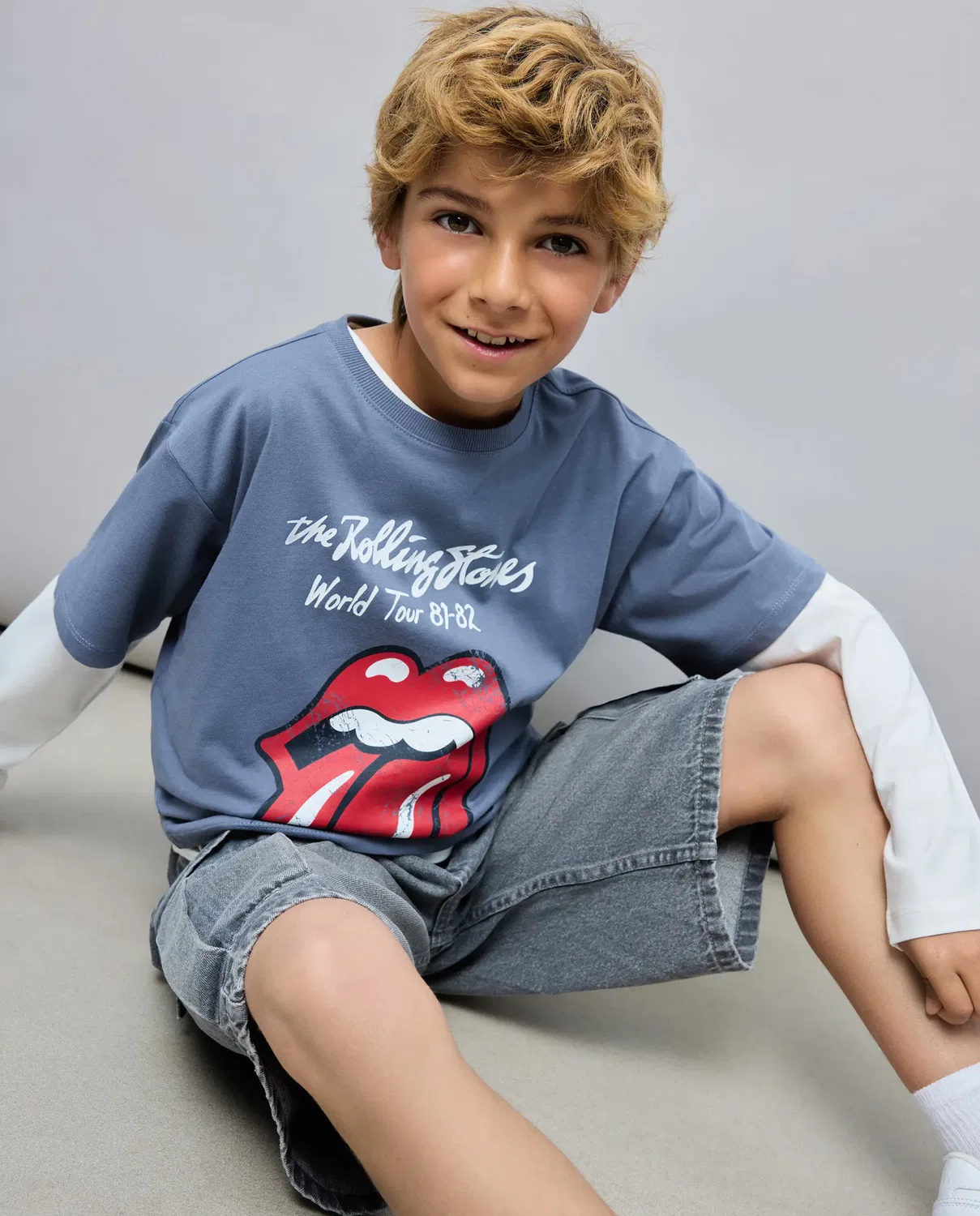 Детская футболка для мальчиков хлопковая ROLLING STONES Kids El Corte Inglés, Azul