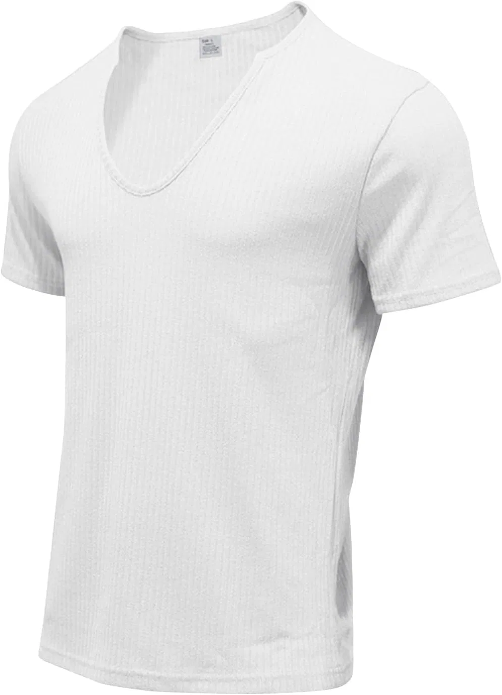 Мужская футболка с глубоким V-образным вырезом Ribbed, White — фото 3