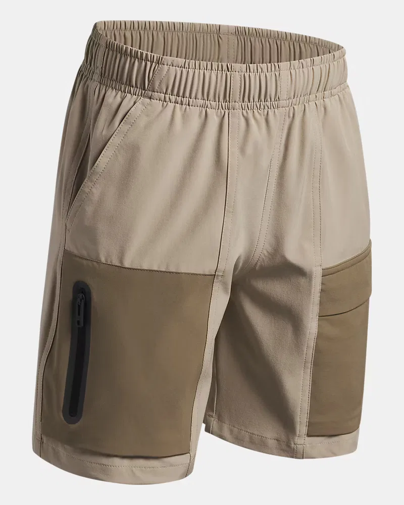 Шорты длиной 15 см влагоотводящие Unstoppable Woven UnderArmour, City Khaki/Bayou/Black — фото 3