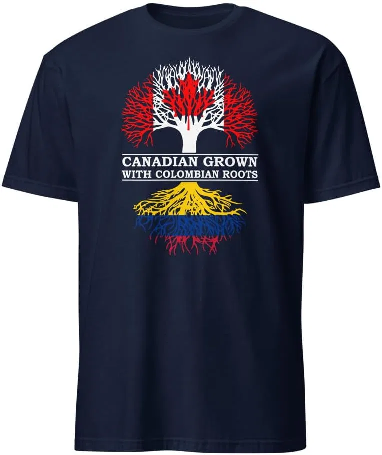 Мужская футболка с принтом Canadian Grown with Colombian Roots, Navy