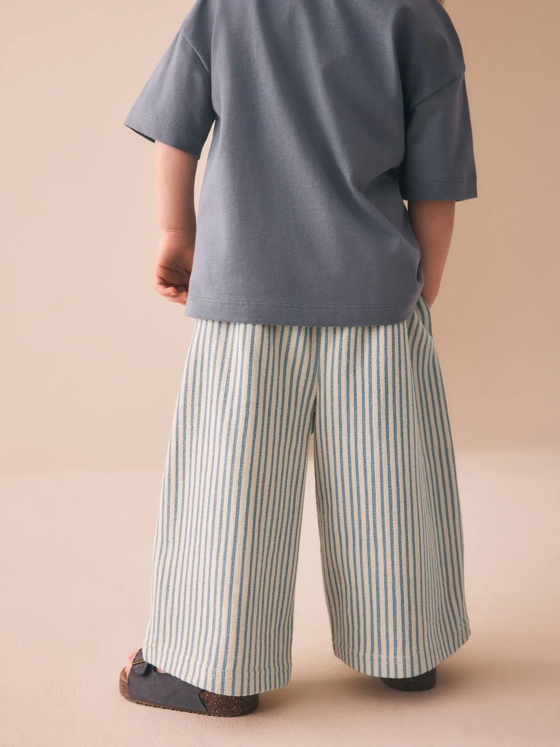Джоггеры текстурированные в полоску, модель Blue/Ecru Stripe Next, голубой/экрю — фото 4