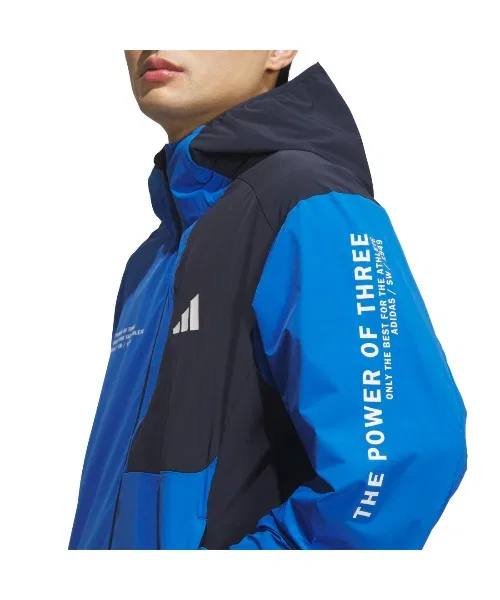 Мужская куртка-трек с капюшоном, из эластичной ткани, на молнии Adidas, Blue — фото 3