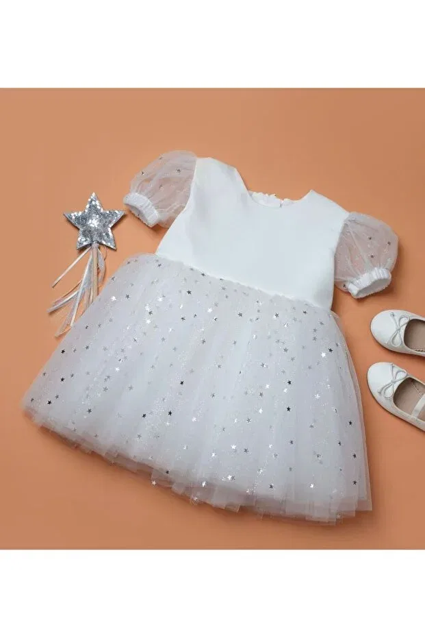 Детское платье для девочек с коротким рукавом Babymoon Kids, White