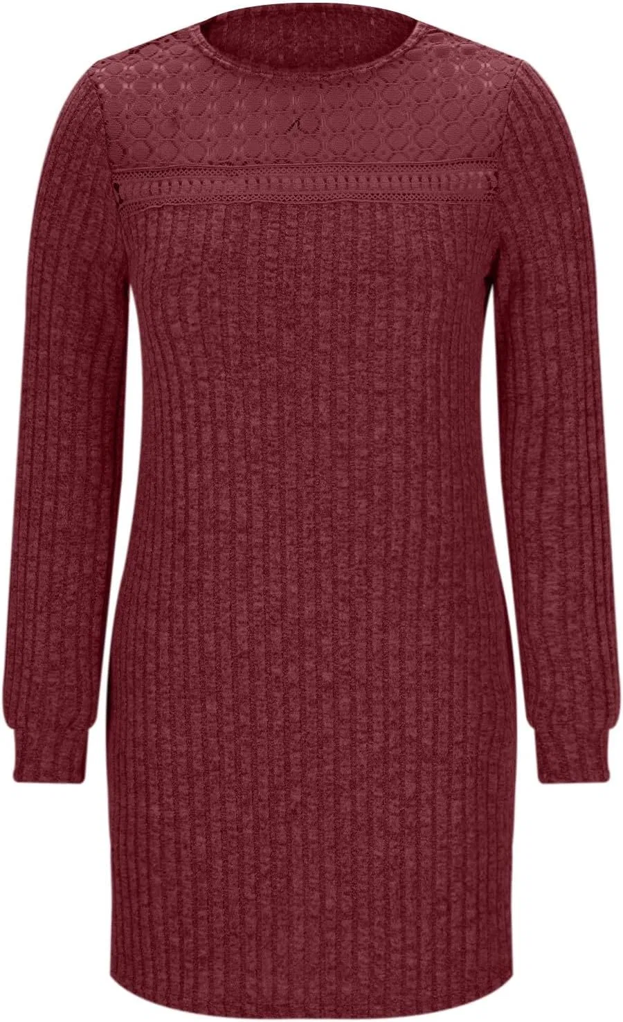Женское платье-свитер с длинным рукавом Ribbed Tunic, Wine — фото 4