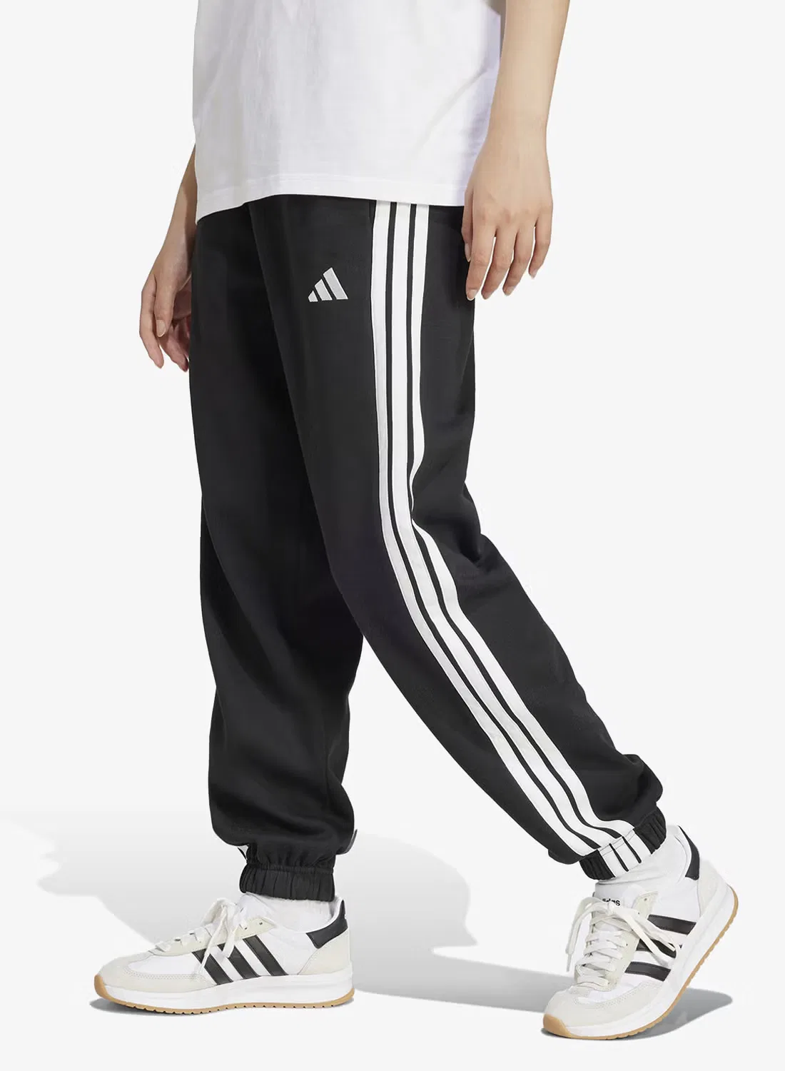 Спортивные брюки из футера с лампасами 3-Stripes Adidas, черный
