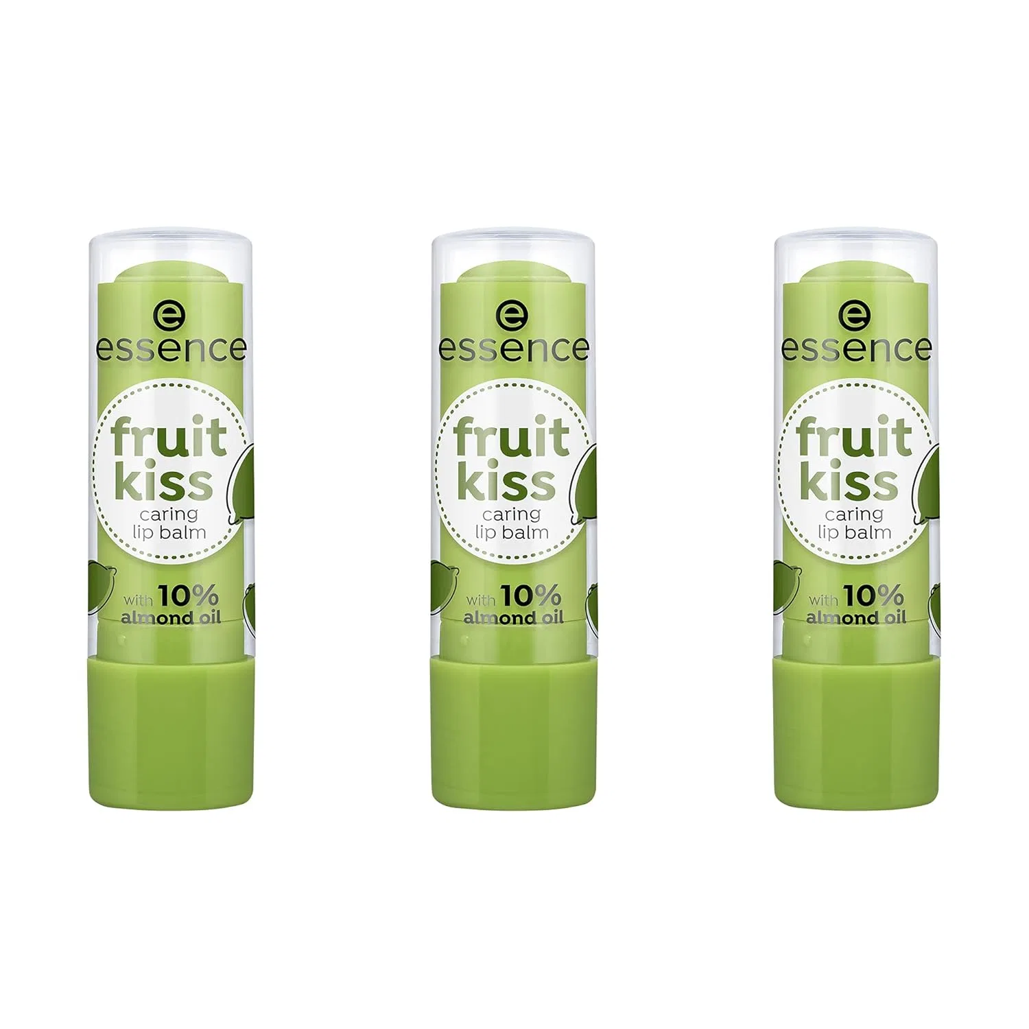Бальзам для губ питательный essence fruit kiss caring lip balm, набор 3 шт., 04 Lime Crush Essence Cosmetics