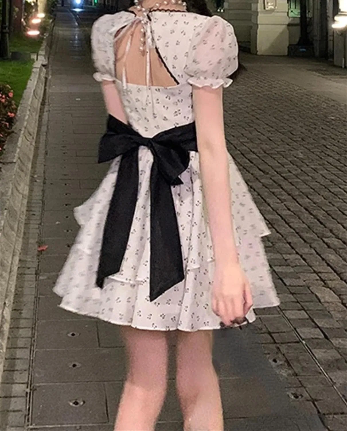 Женское мини-платье с цветочным принтом V-образным вырезом, Mini Dress — фото 3