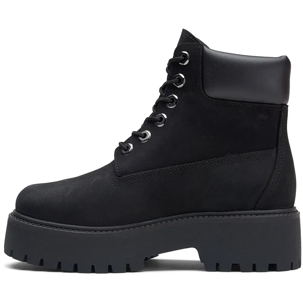Детские ботинки для девочек с платформой Timberland Stone Street 6 Inch Lace Up WP, Black — фото 3