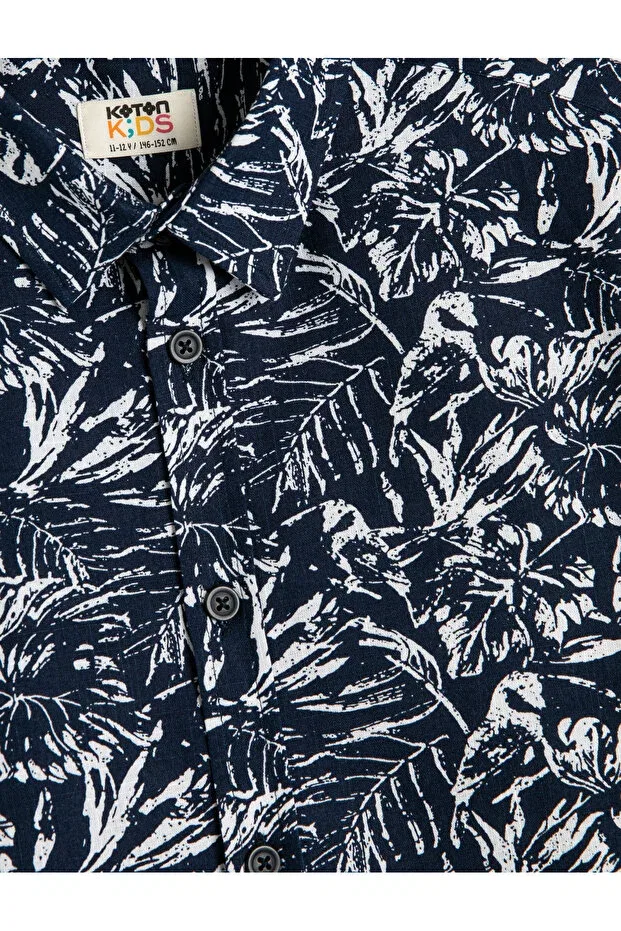 Детская рубашка с коротким рукавом с принтом Koton, Navy Blue Patterned — фото 3