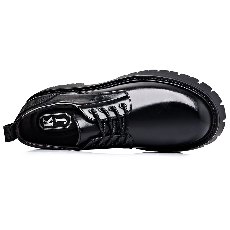Мужские туфли черные KJ-3996 со скрытой платформой 6 см, цвет KJ-3996 Black Hidden Wedge 6CM — фото 4