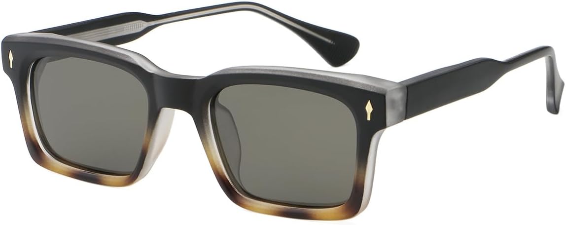 

Поляризованные солнцезащитные очки для мужчин, ретро-очки квадратной формы, защита от УФ-излучения UV400, ацетатные дужки, женские очки, унисекс weiyuchen, Black Leopard Grey