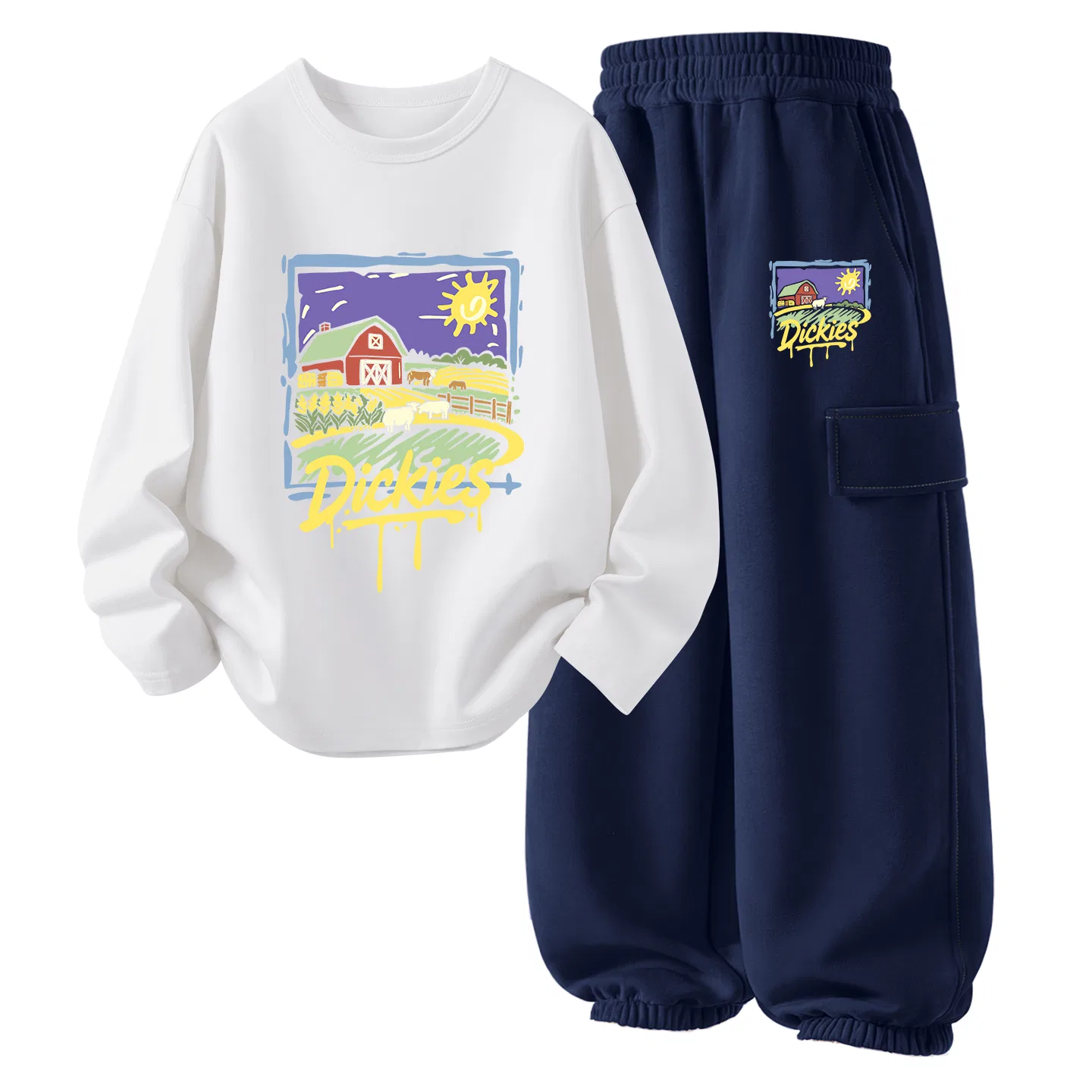 Детский спортивный комплект с круглым вырезом, Dickies, Suno White+Suno K Navy Blue
