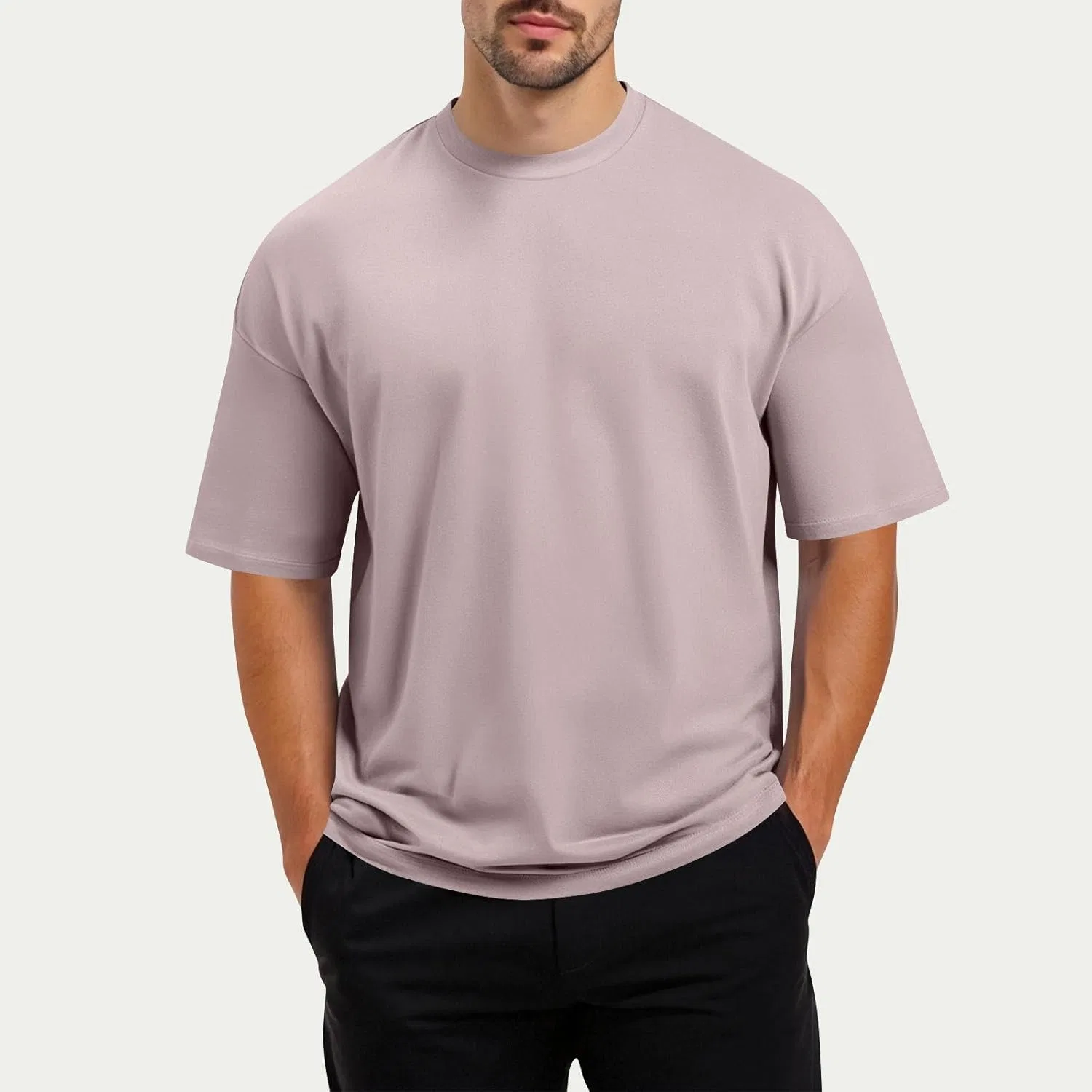 Мужская футболка с коротким рукавом из хлопка Solid Color, Rose Gold — фото 4