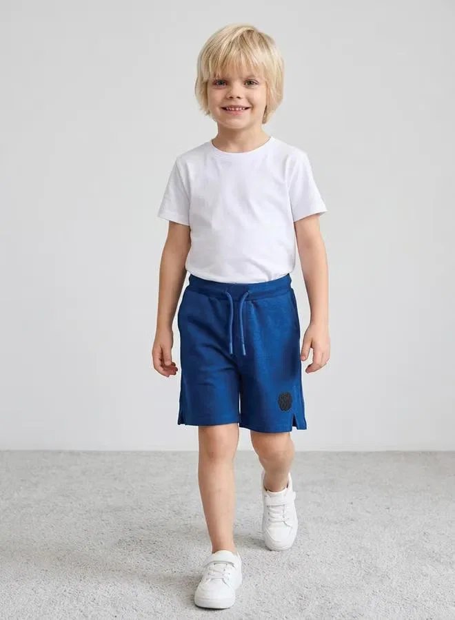 Шорты с принтом и карманами Boys Graphic Print Pocket Detail Take Two, синий — фото 4