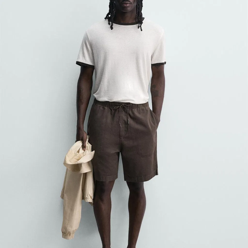 Мужские шорты Casual Brown ZARA, Коричневый — фото 4