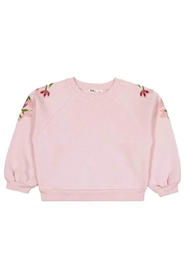Детские свитшот для девочек с цветочной вышивкой Civil Girls, Light Rose Dried