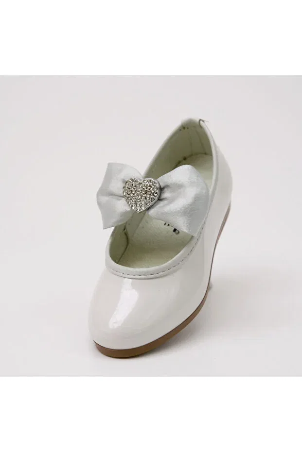 Детские балетки для девочек с принтом Heart-Shaped orthopedic girls' ballet flats Tekiner, White — фото 2
