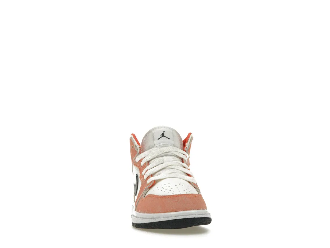 Детские кроссовки с оранжевой замшей Jordan 1 Mid SE Jordan, Team Orange/Sail/White/Black — фото 2