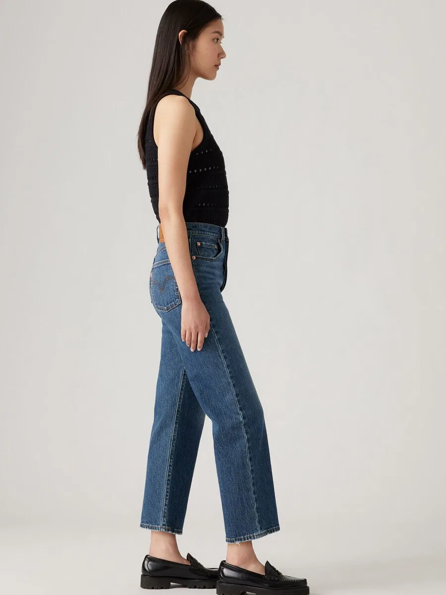 Джинсы LEVI'S свободного кроя «Ribcage» синего цвета — фото 4