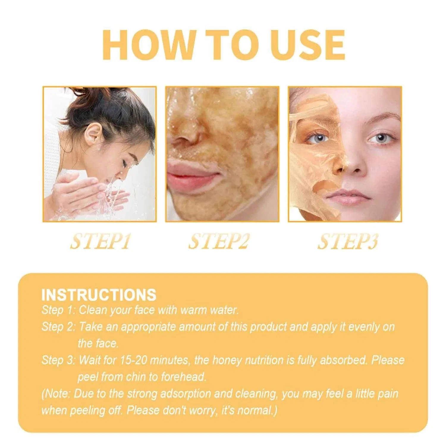 Уходовая маска для лица, Honey Peel Off Mask, 2 шт, 60 г Generisch — фото 3