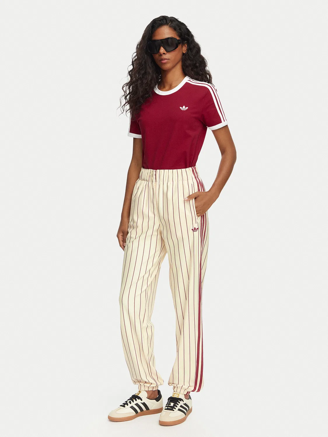 Женские спортивные штаны стандартного кроя Pinstripe Firebird Track Ptan Adidas, кремовый — фото 2