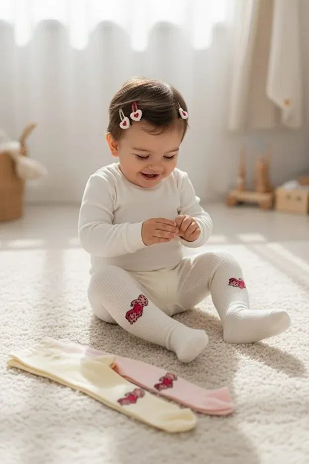 Детские колготки для девочек с принтом 3 шт Amélio Kids, Multicolor — фото 2