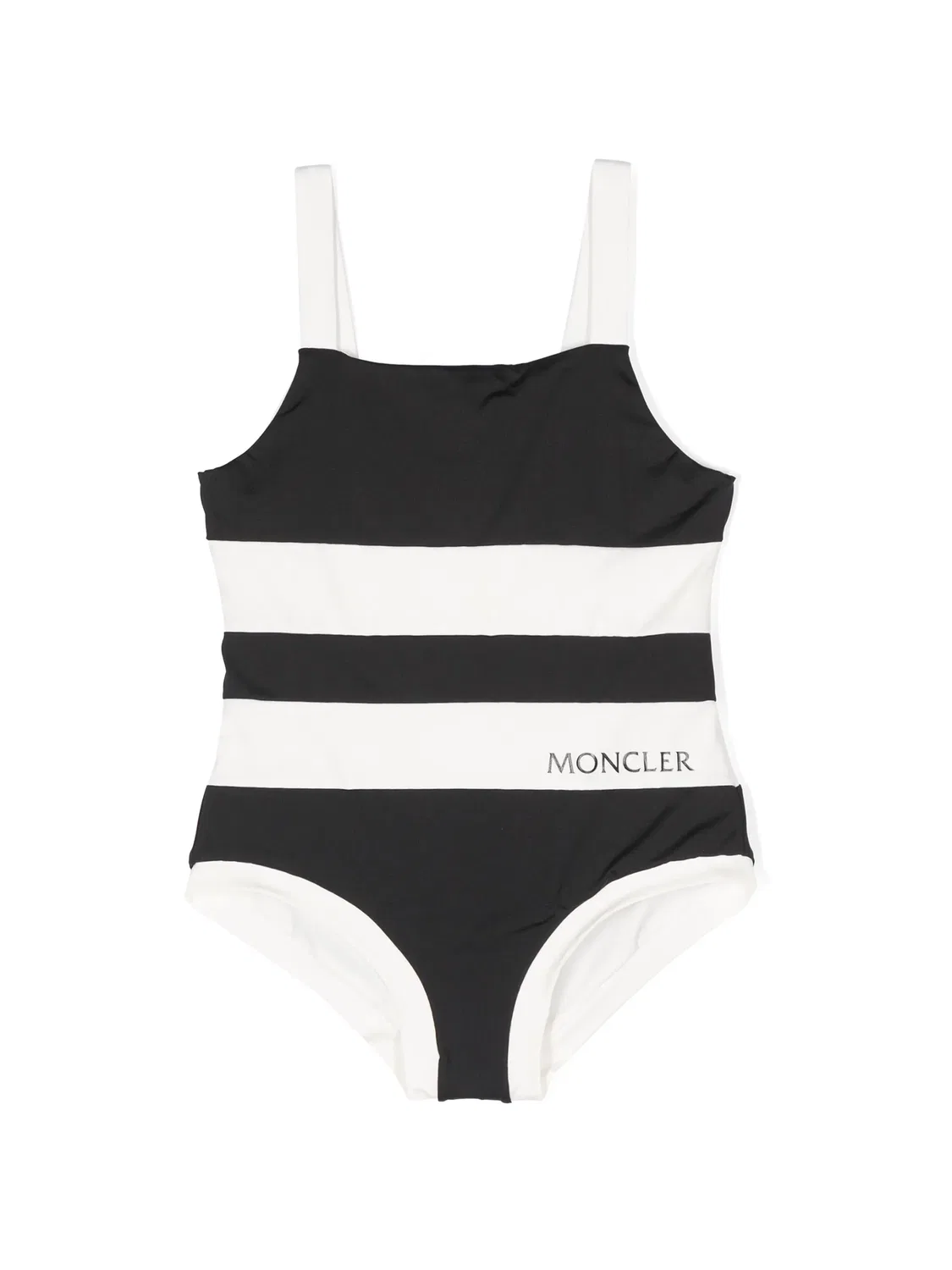 Купальник с полоской и логотипом Moncler, черный