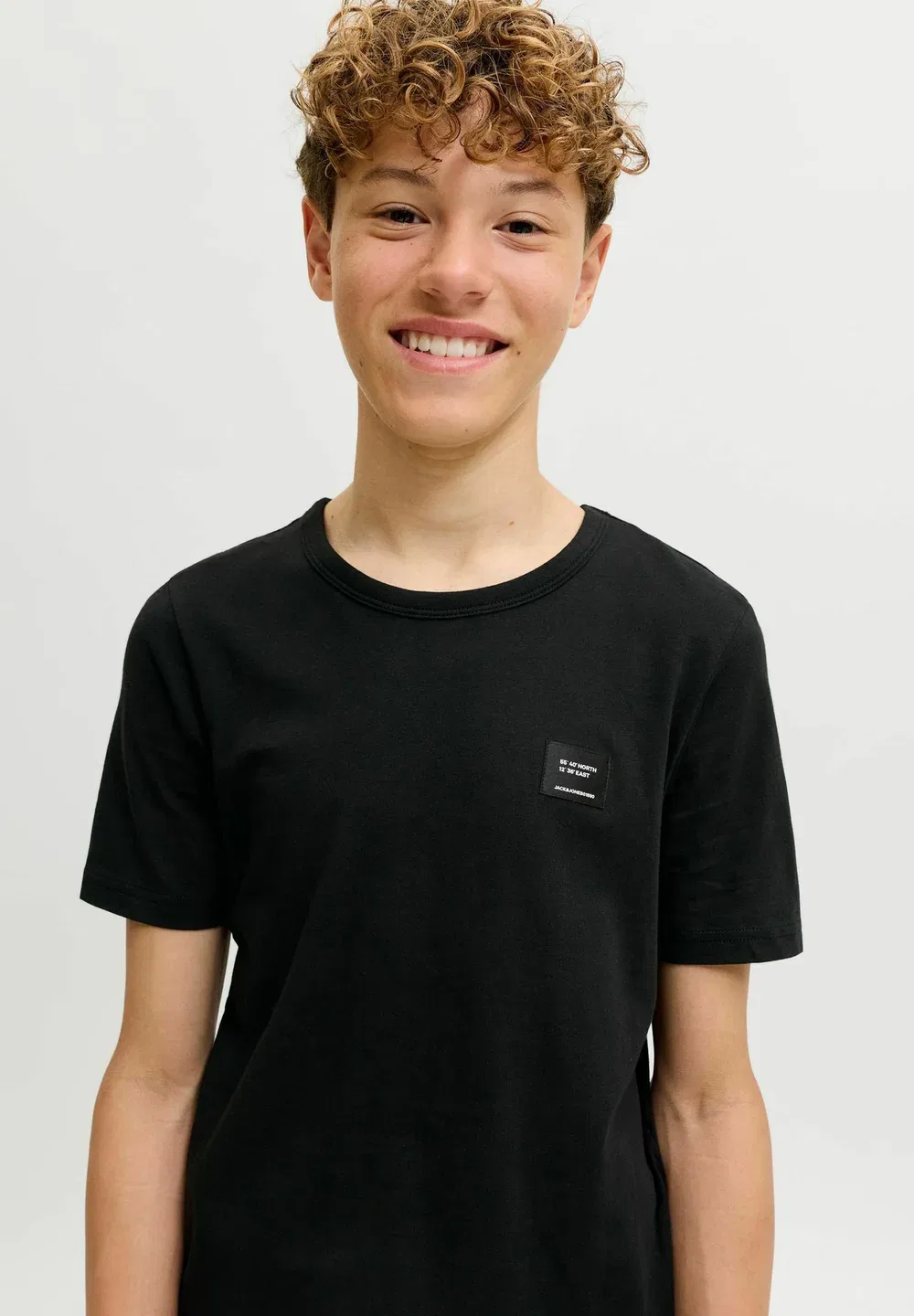 Футболка, детская футболка - базовая футболка Jack & Jones Junior, Black — фото 4