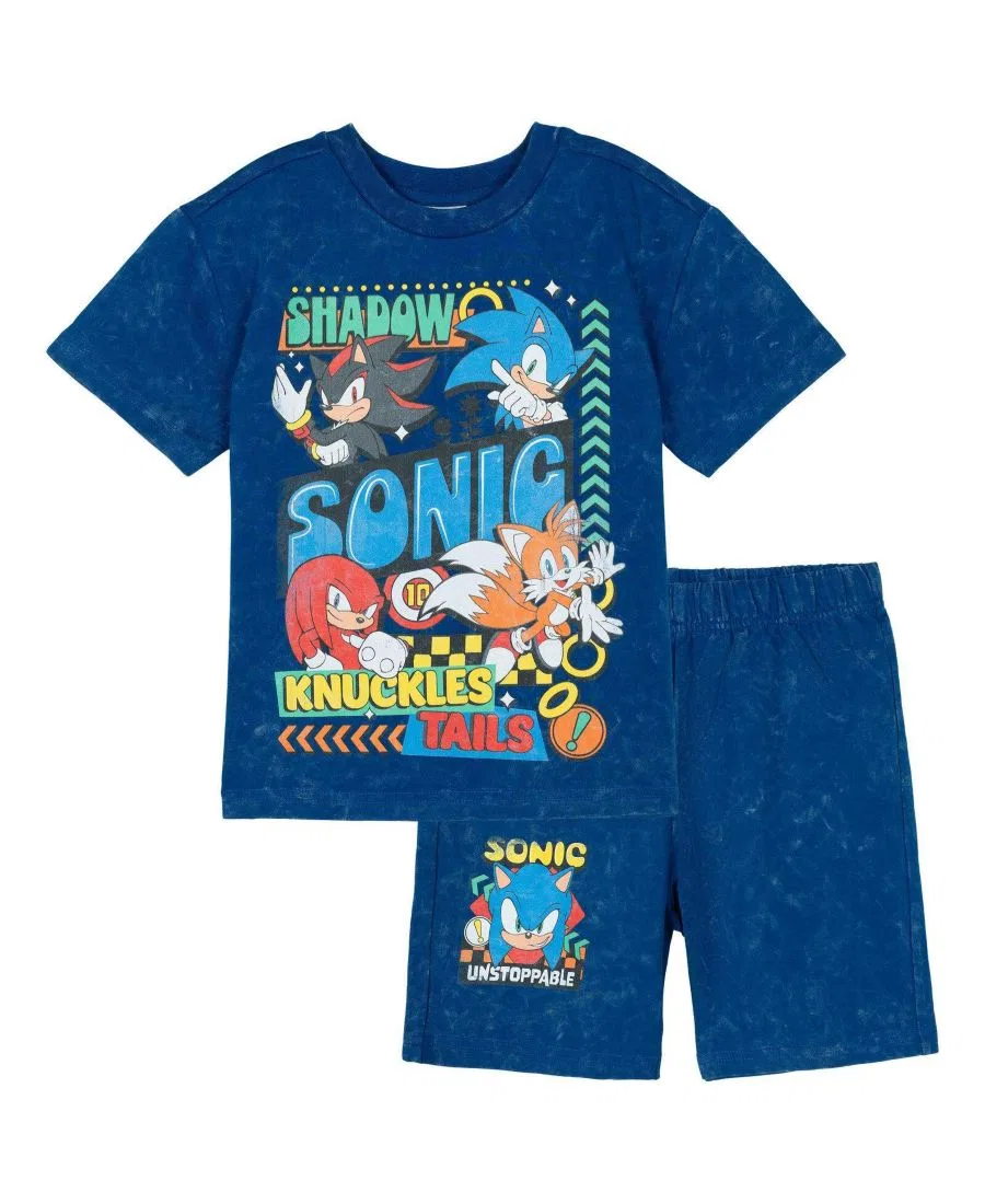 Комплект из футболки и шорт с принтом Sonic The Hedgehog, Sonic Shadow Blue