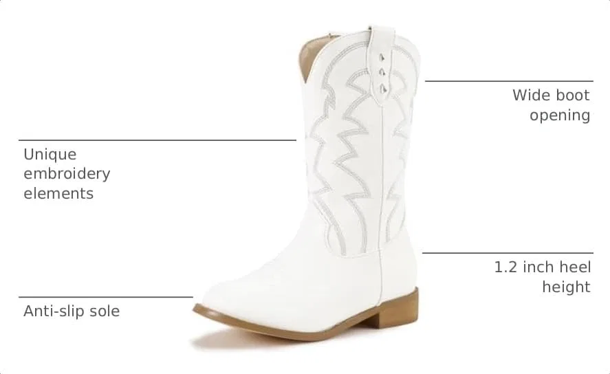 Детские сапоги для девочек с пайетками Cowgirl Boots PANDANINJIA, Whitepu — фото 3