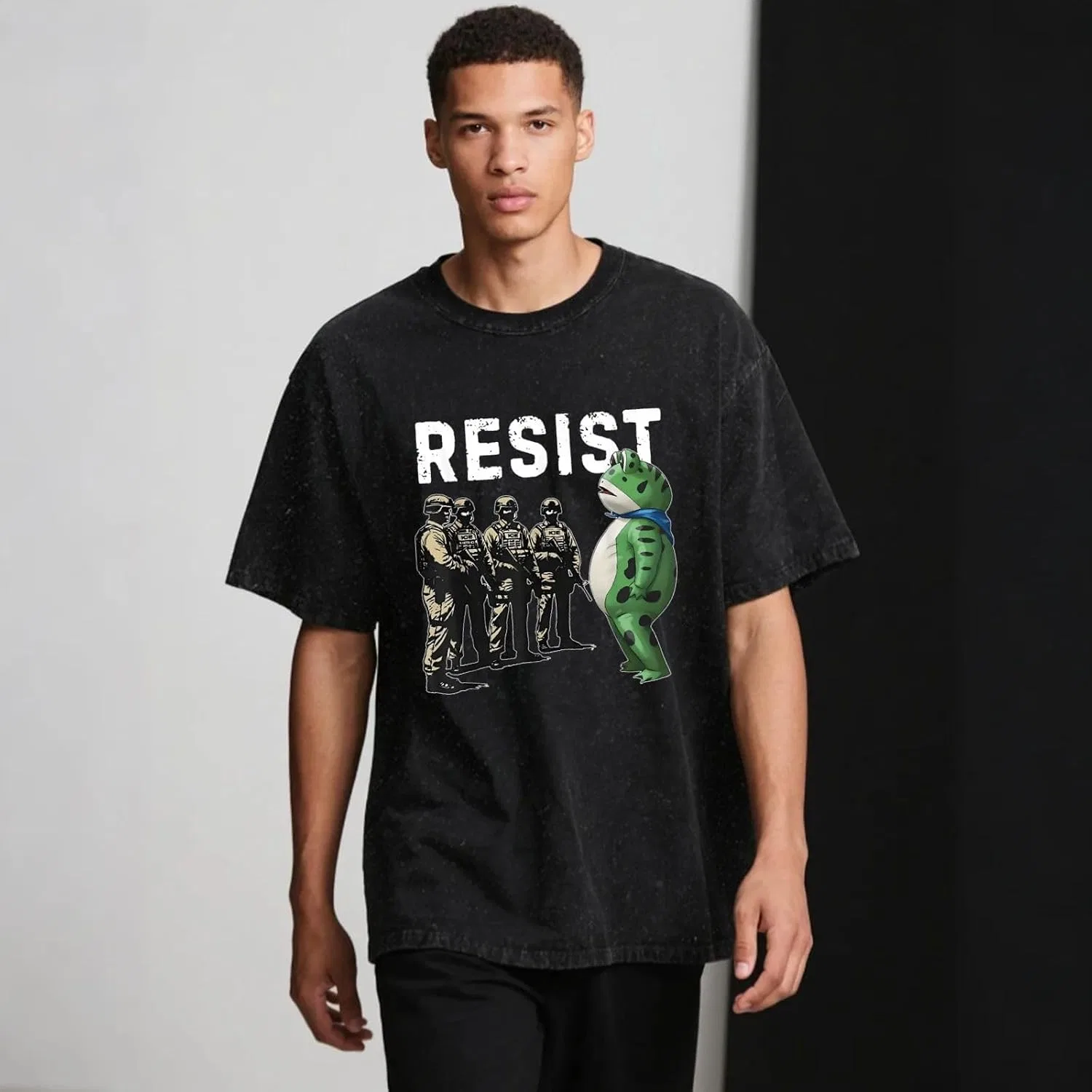 Женская футболка с принтом Protest Resist Portland Frog, Wash Black — фото 4