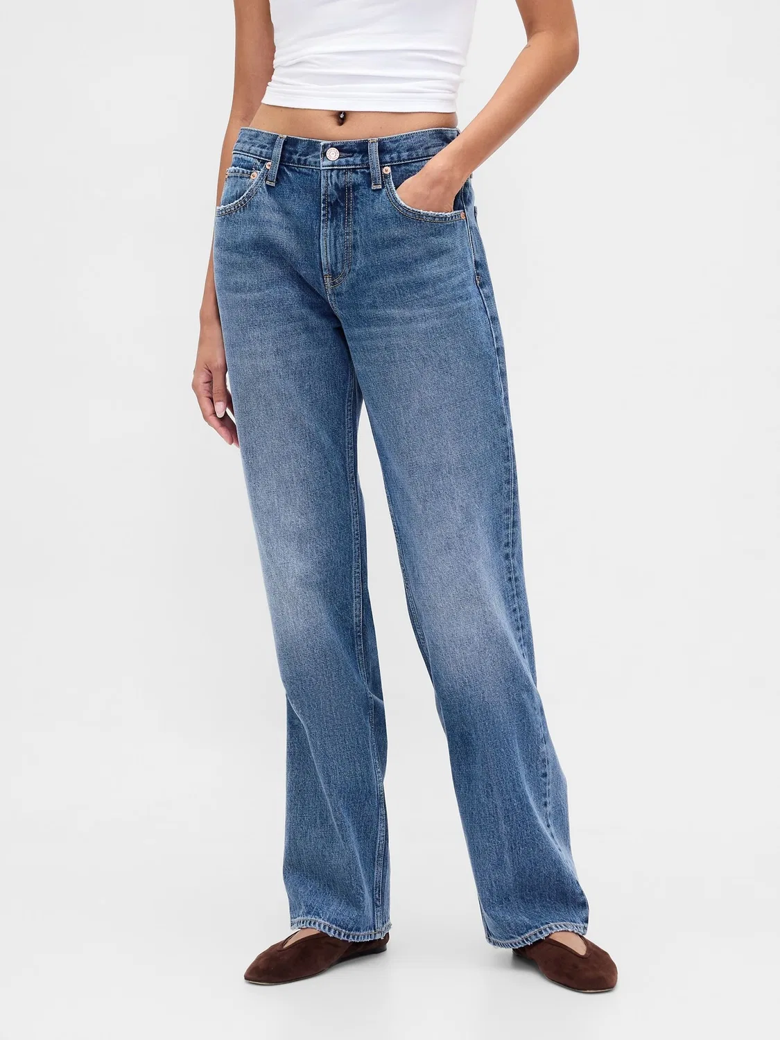 Джинсы прямого кроя Relaxed Straight Gap, Medium Indigo