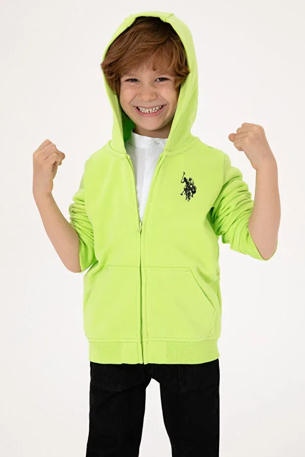 Детское худи на молнии с капюшоном U.S. Polo Assn., Apple Green