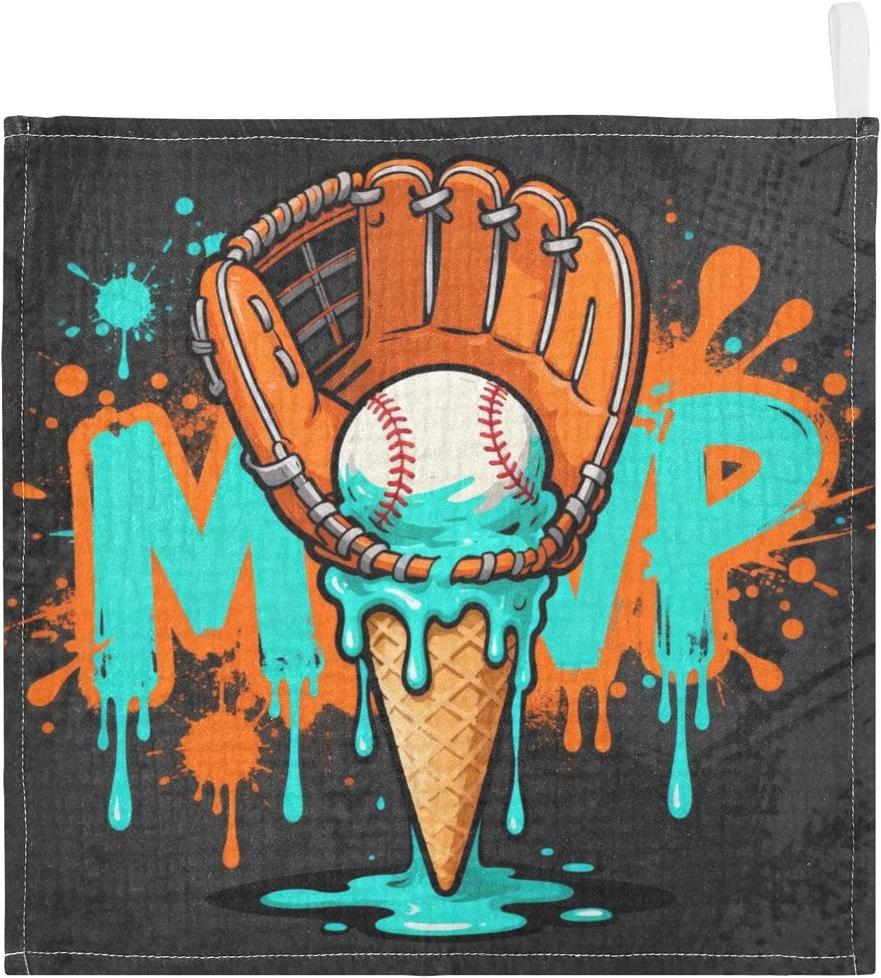Мочалка из муслина, 4 слоя, GuoChe, 5 шт, 30x30 см, Baseball-handschuh Eiscreme-graffiti