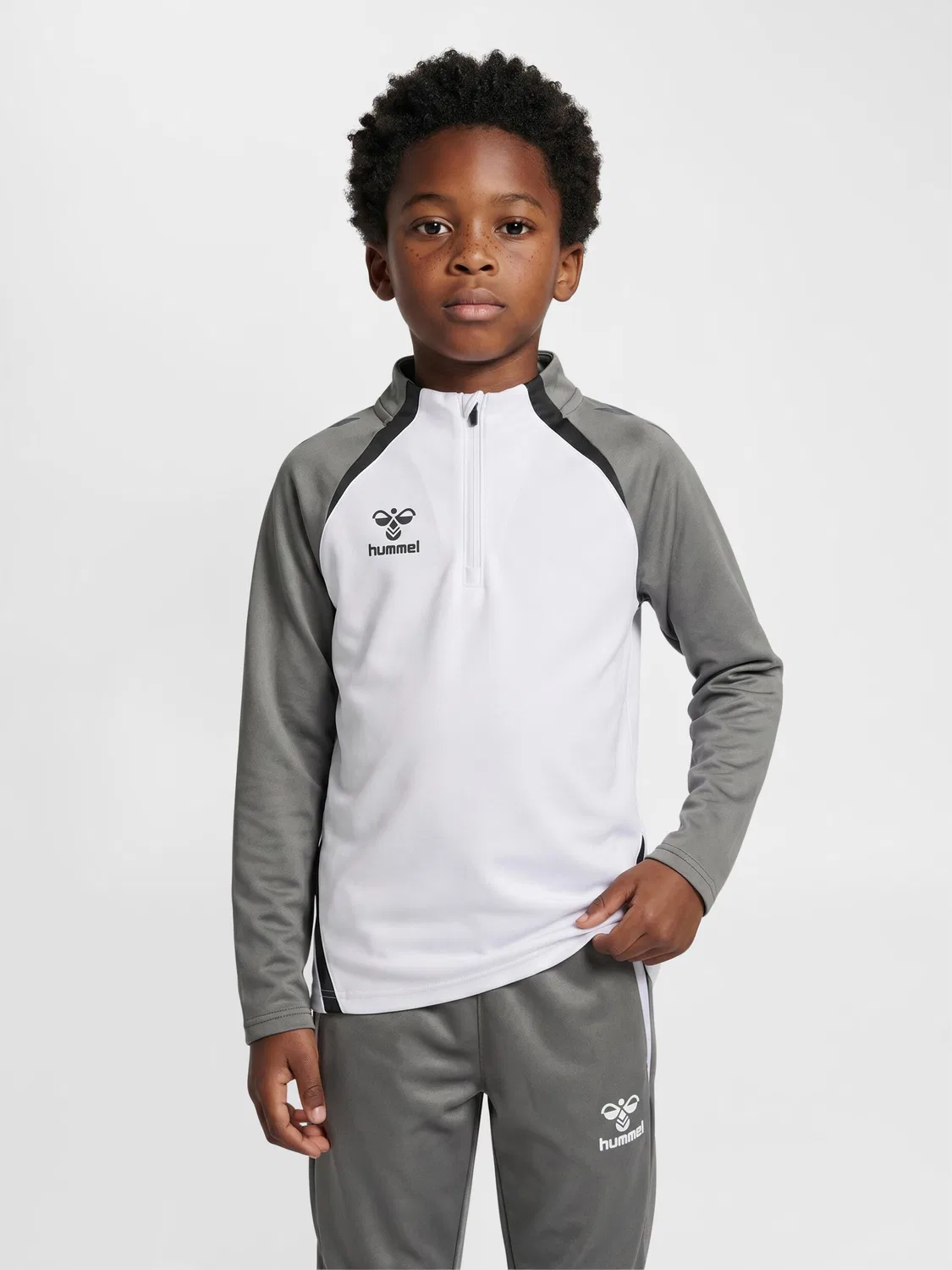Детская куртка с полузастежкой Hummel Hmllead 2.0 Half Zip Kids, Цвет Weiss / Stahlgrau