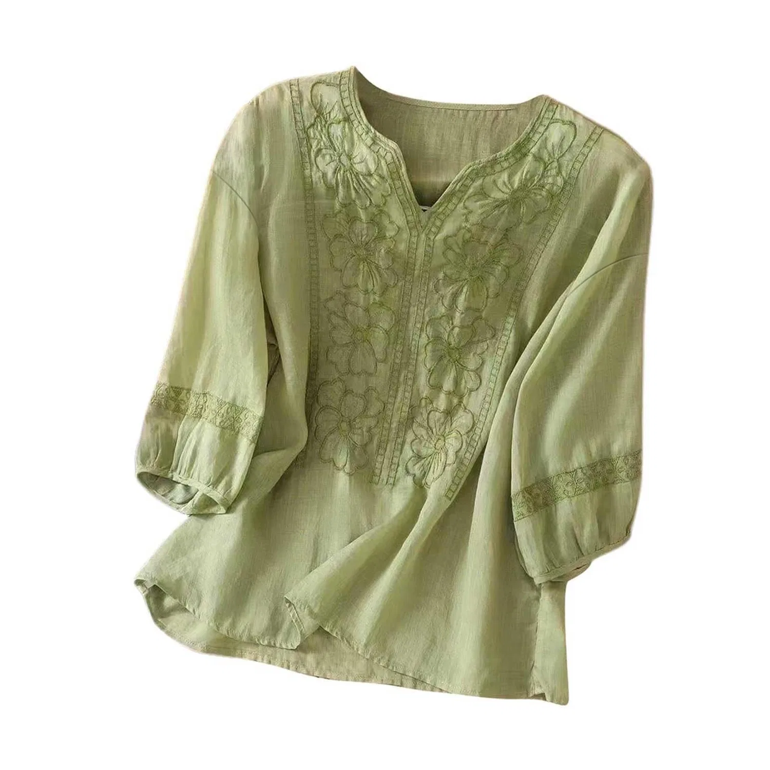 Женская блуза с вышивкой Retro Jacquard, Green