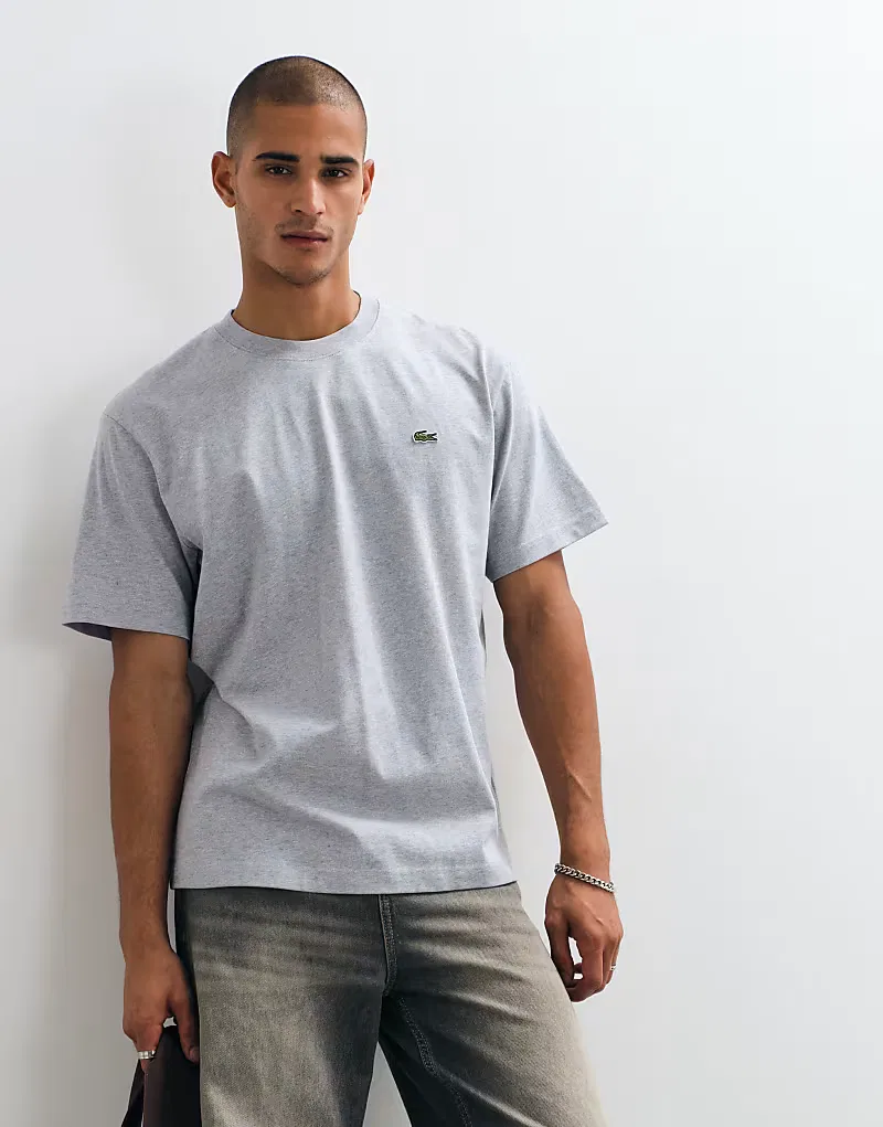 Футболка Lacoste свободного кроя с логотипом, серый — фото 4